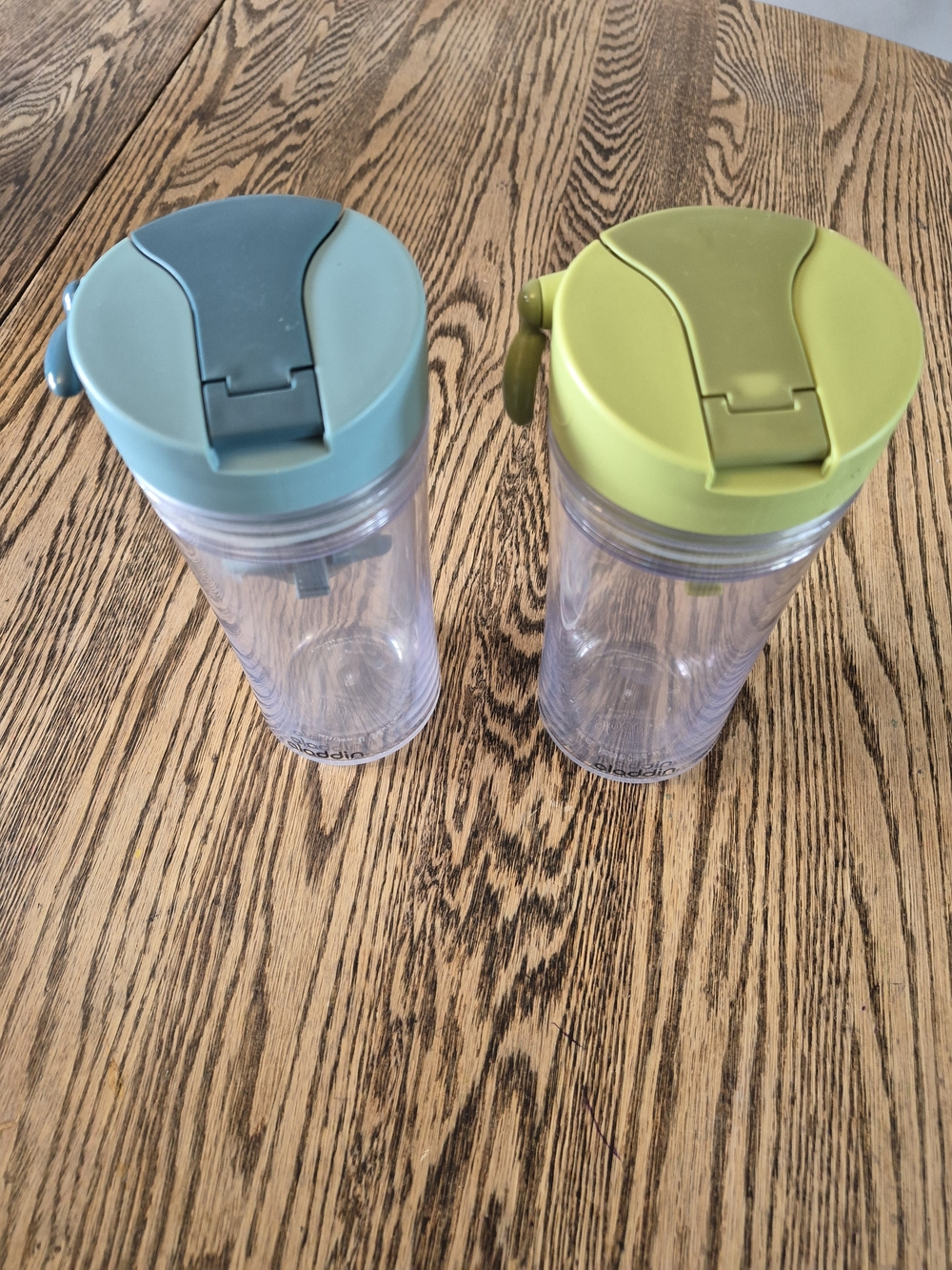 Set of Two Aladdin Clear Plastic Tea Infuser Travel Bottles With Mesh Strainers